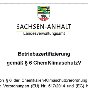 Zertifizierung gem. §6 ChemKlimaschutzV